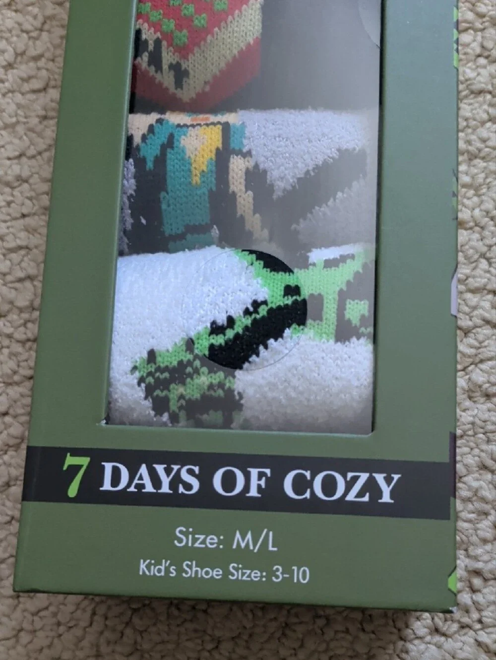 Minecraft Kids' 7 Days of Cozy Socks - Green Multi